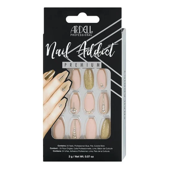 Ardell Nail Addict Premium Unghie Finte Nude Jeweled 24 Unità