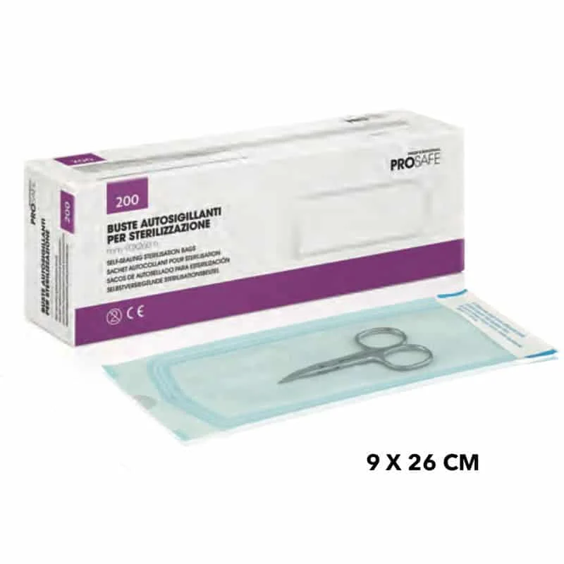 Buste Autosigillanti per Sterilizzazione 9×26 cm Confezione da 200 Pezzi