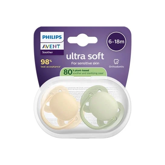Philips Avent Ultra Soft Chupete Eco 6-18M Beig Green 2uds