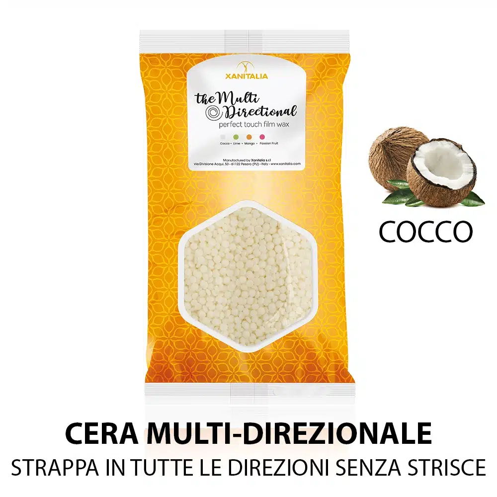 Cera Brasiliana Multidirezionale Senza Strisce Cocco XaniPro – 1 Kg in Palline