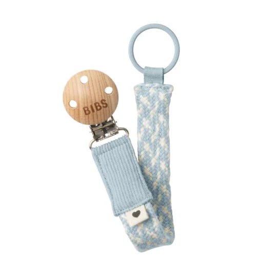 Bibs Pacifier Clip Ivory-Blue UnitÃ