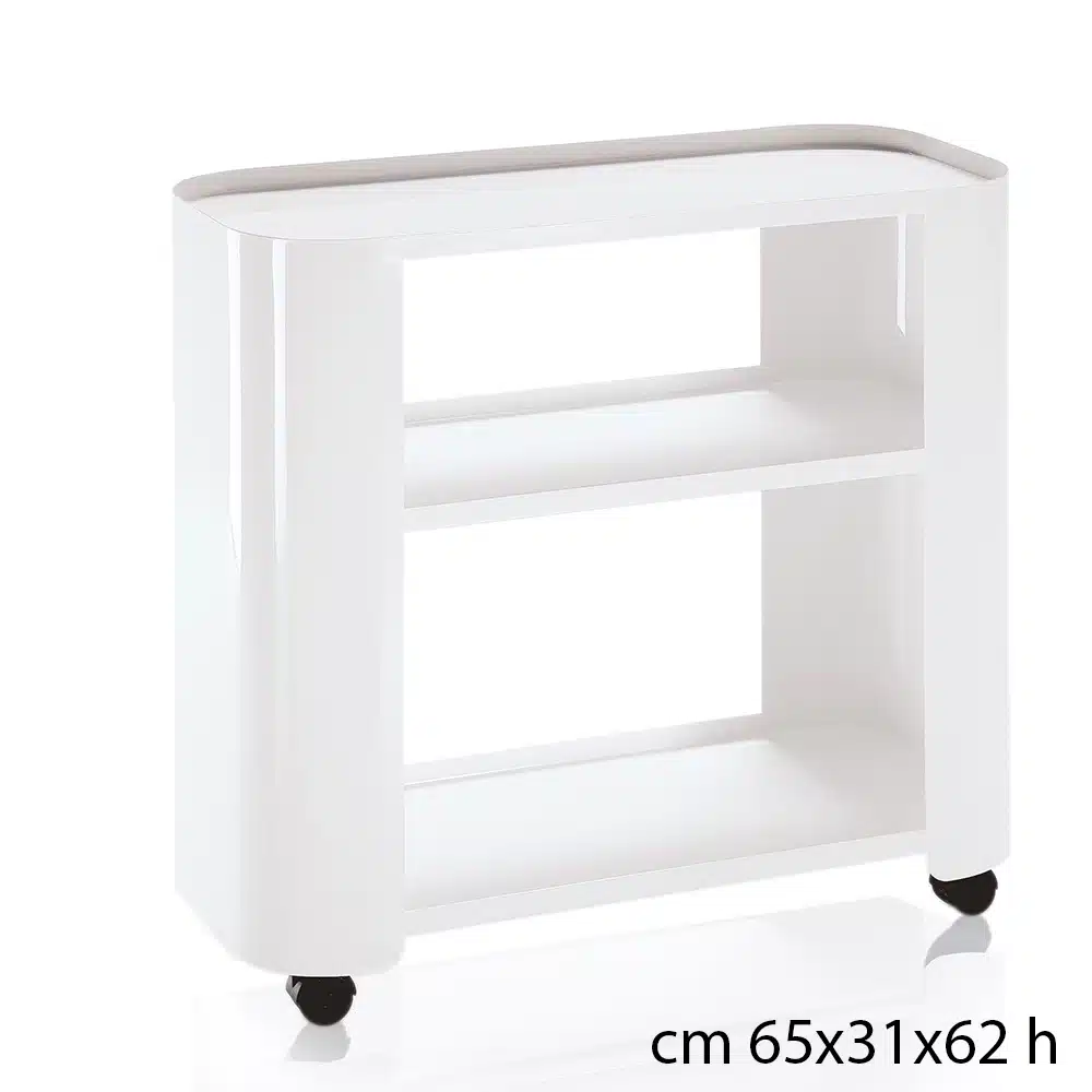 Carrello per Estetista in Metallo 2 Ripiani Verniciato Bianco per Centro Estetico