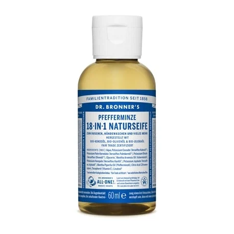DR BRONNER’S Sapone Liquido 18 in 1 Menta Piperita 60 ml