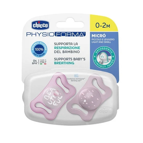 Chicco ciuccio in silicone Physio Micro 0-2 M rosa 2 ciucciatori Physio Micro 0-2 M