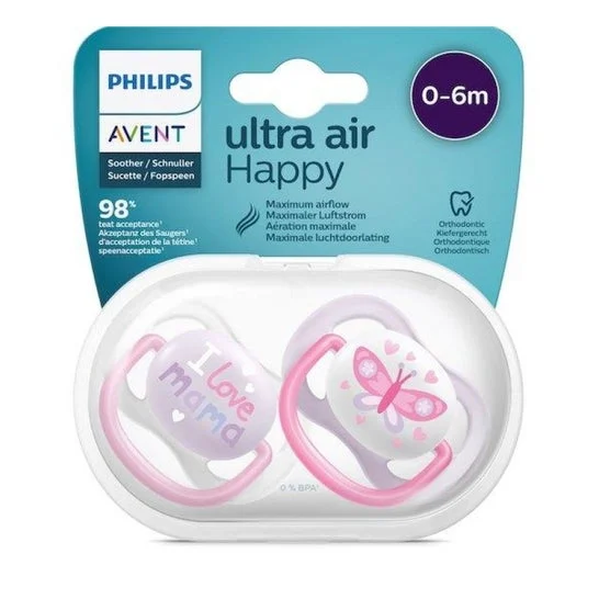 Avent Succhietti Ultra Air Happy 0-6M 2 Unità