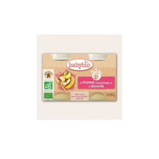 Babybio Vasi di Mele Banana Biologiche Babybio in 4 mesi 2x130g