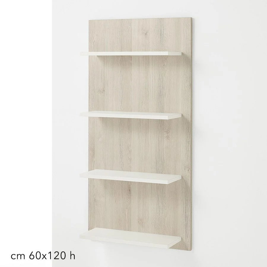 Espositore da Parete in Larice Naturale e Laminato Bianco per Centro Estetico e Spa XaniPro