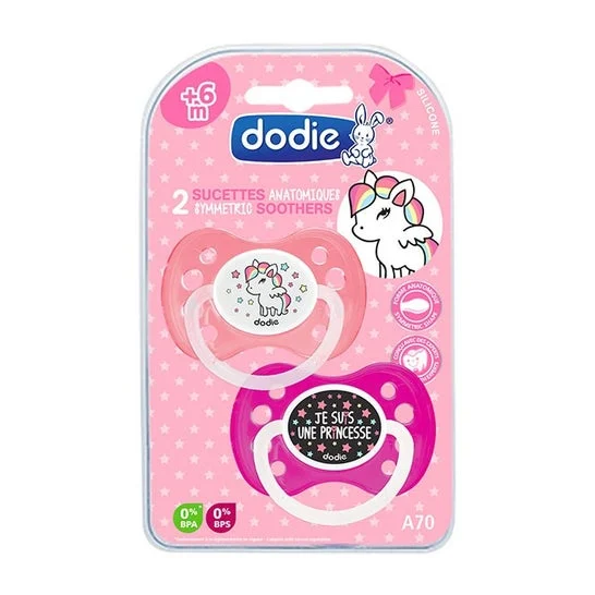Dodie Duo Duo Anatomico Ciuccio Anatomico Silicone Girly +6 mesi