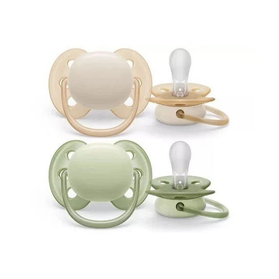 Philips Avent Ultra Soft Chupete 0-6M Beige/Verde 2uds