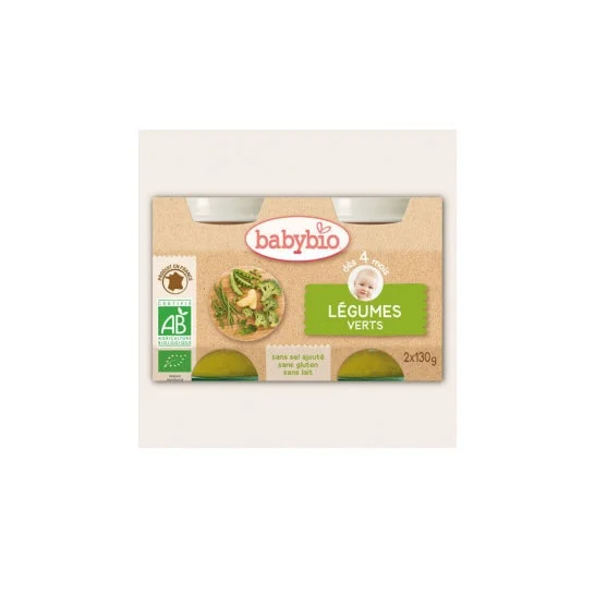 Barattoli di verdure verdi biologici Babybio in 4 mesi 2x130g 2x130g