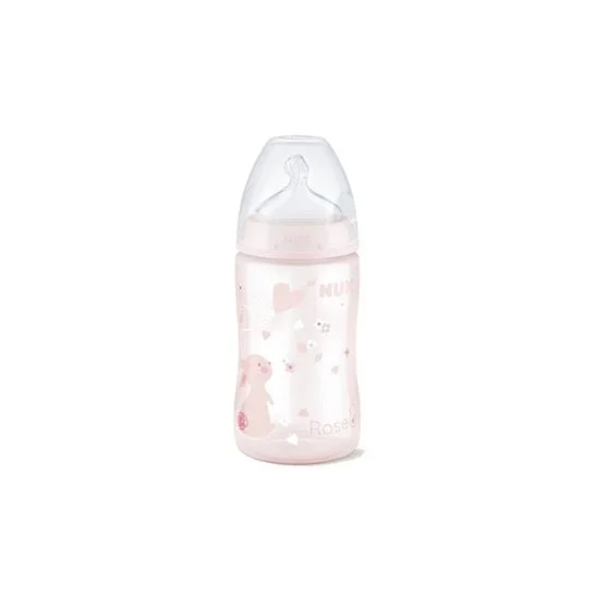 Nuk bottiglia di polipropilene rosa in silicone silicone tettarella bocca larga dimensione 2 fori m 300ml