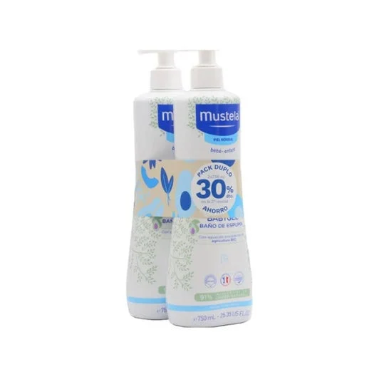 Mustela Pack Gel per il bagno con schiuma per neonati 2a unità al 40% 750 ml