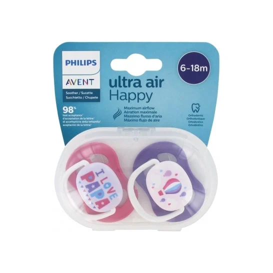 Philips Avent Ciuccio Ultra Air I Love Papa 6-18m 2 Unità