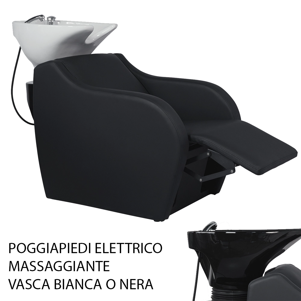 Lavatesta per parrucchiere con alza-gambe elettrico e massaggio a rulli WISP POWER ROLL+