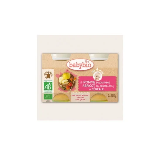 Babybio Barattoli Piccoli Barattoli Piccoli Crales Albicocca di Mele Biologiche in 4 mesi 2x130g