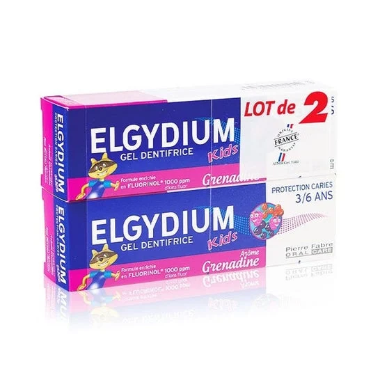 Elgydium Dentifricio Bambini 2-6 anni Granatina 2X50ml