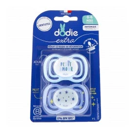 Dodie Extra Chupete Anatómico 0-6M F1 Día Noche 2 uds