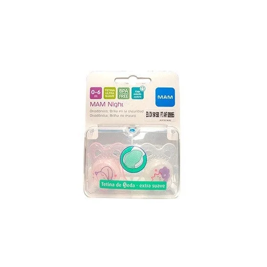 Succhietto in silicone MAM Night con 2 scatole per sterilizzare