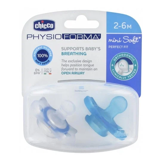 Chicco Mini Soft Blue Ciuccio 2 6M 2 Unità