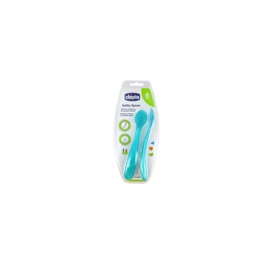 Cucchiaio per bambini Chicco facile formazione facile Silicone blu +6 m 2u