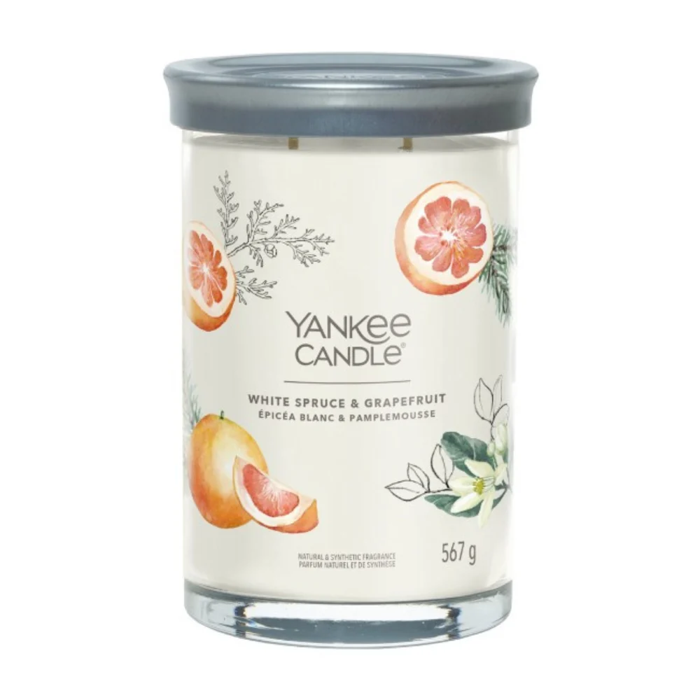 Yankee Candle Candela Tumbler Signature White Spruce & Grapefruit (abete bianco e pompelmo) - Candela profumata - 567,0 g