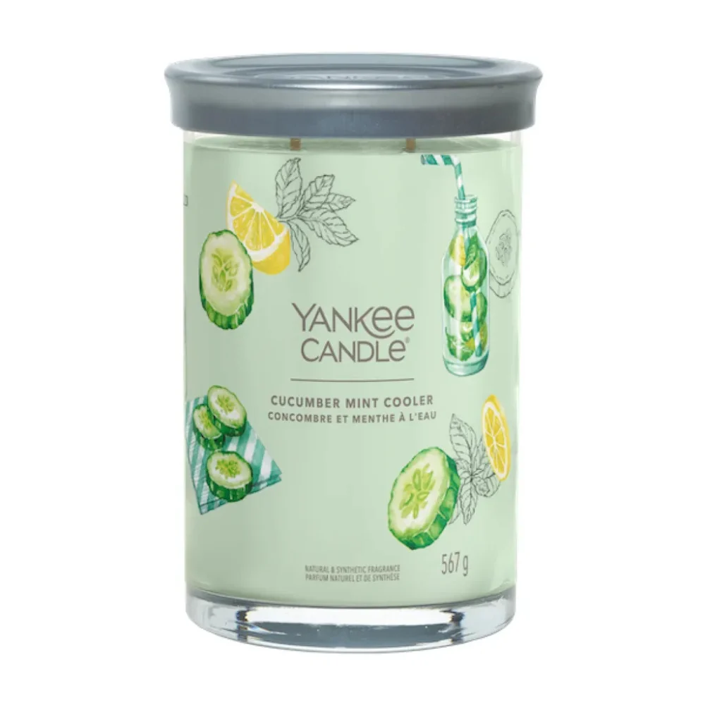 Yankee Candle Candela Tumbler Signature Cooler alla menta e cetriolo 567g