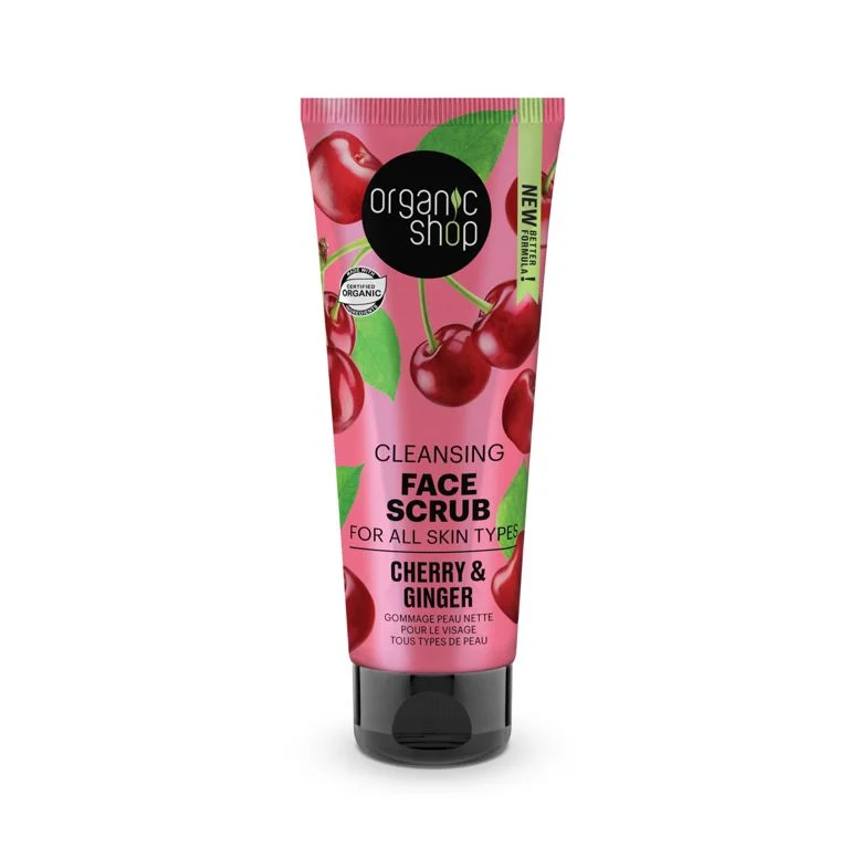 ORGANIC SHOP Cherry & Ginger – Cleansing Face Scrub For All Skin Types
