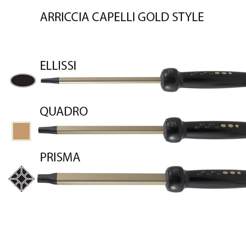 PIASTRA FERRO ARRICCIACAPELLI IN CERAMICA E TORMALINE ELLISSI PRISMA QUADRO GOLD STYLE MELCAP