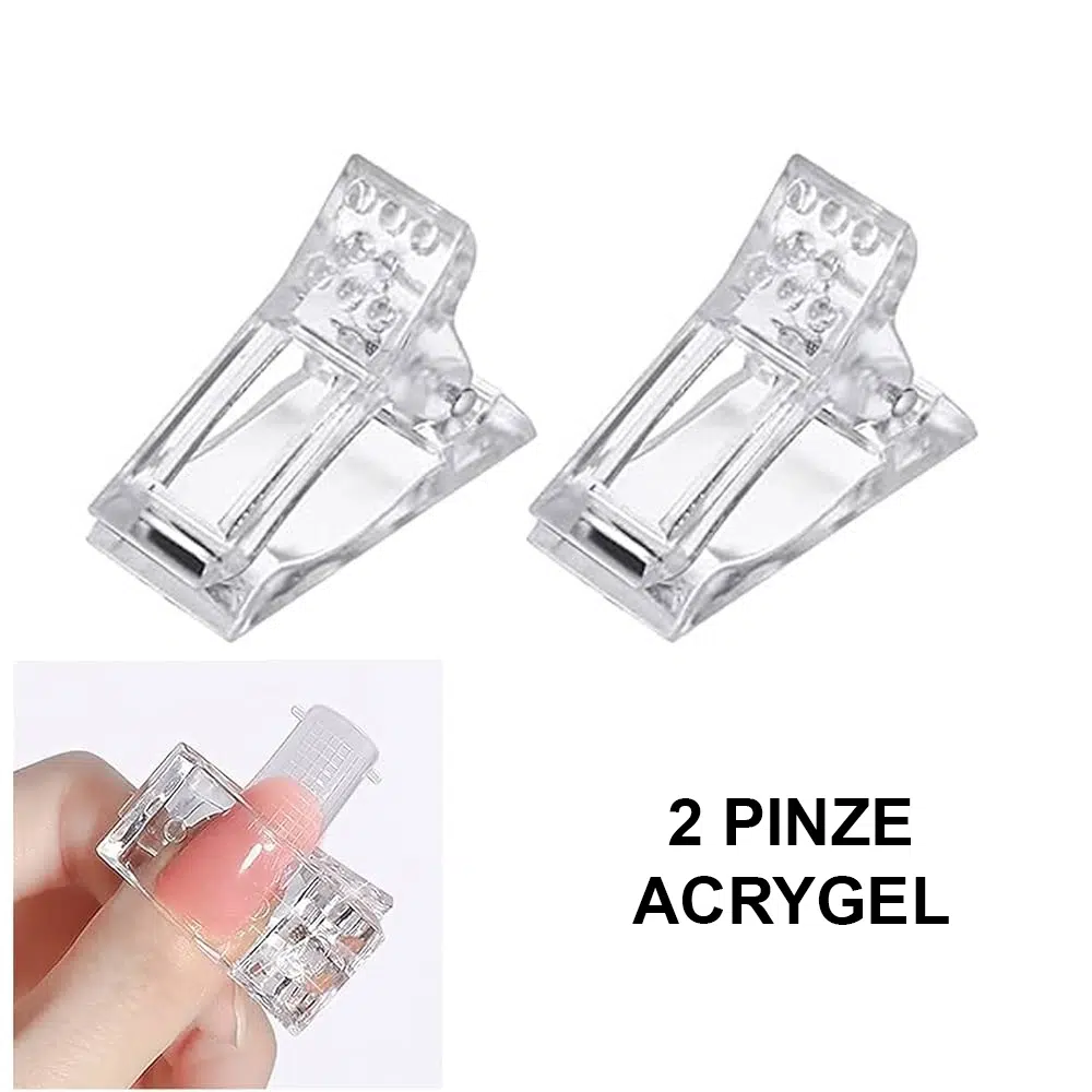2 Pinze per Acrygel Morsetto Trasparente per Tips e Dual Form