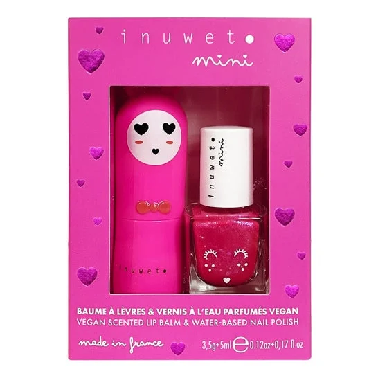 Inuwet Mini Cofre Bálsamo de Labios & Esmalte al Agua Cereza Fresa