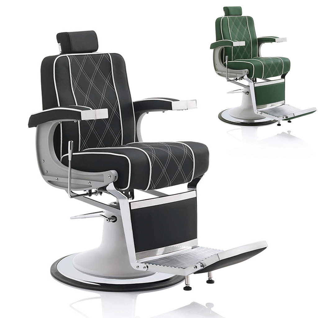 Poltrona Barbiere Hair Granada XaniPro Cromata con Base Rotonda verde green o nera