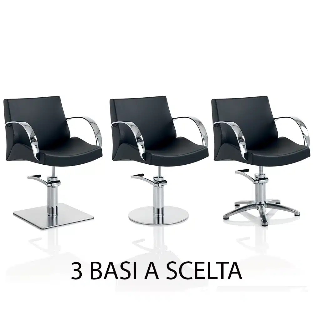 Poltrona per Parrucchiere Hair Moon XaniPro Nera con Alzata a Pedale