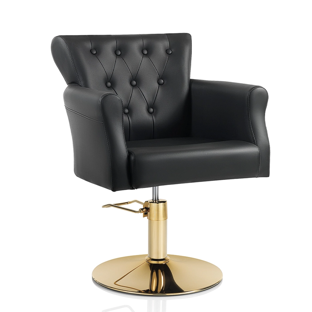 Poltrona da parrucchiere oro in sky ecopelle nero HAIR THRONE Gold