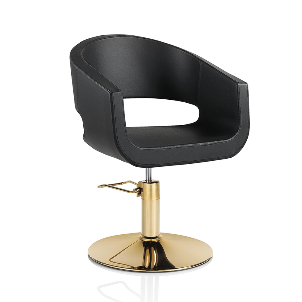 Poltrona da parrucchiere oro in sky ecopelle nero HAIR STYLO GOLD