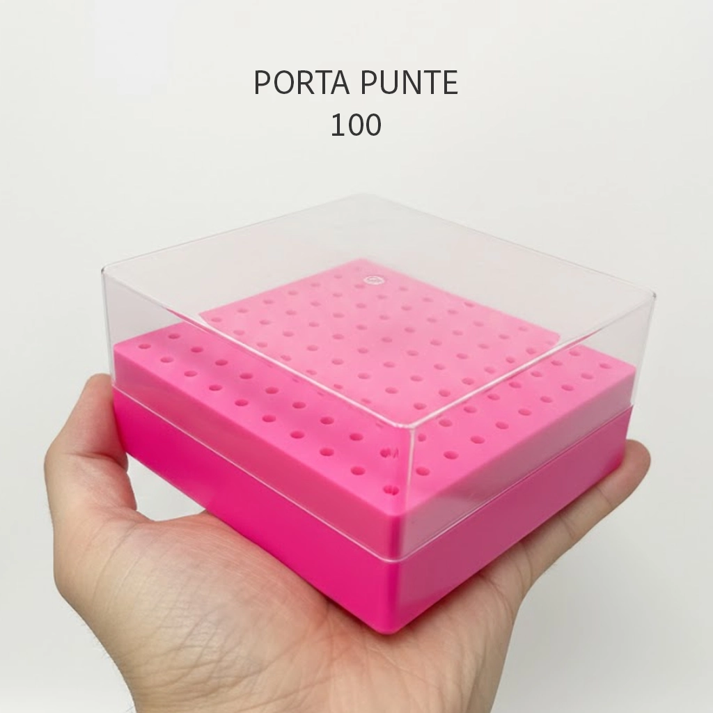 Porta Punte per Fresa Manicure con 100 Fori – Base Fuxia