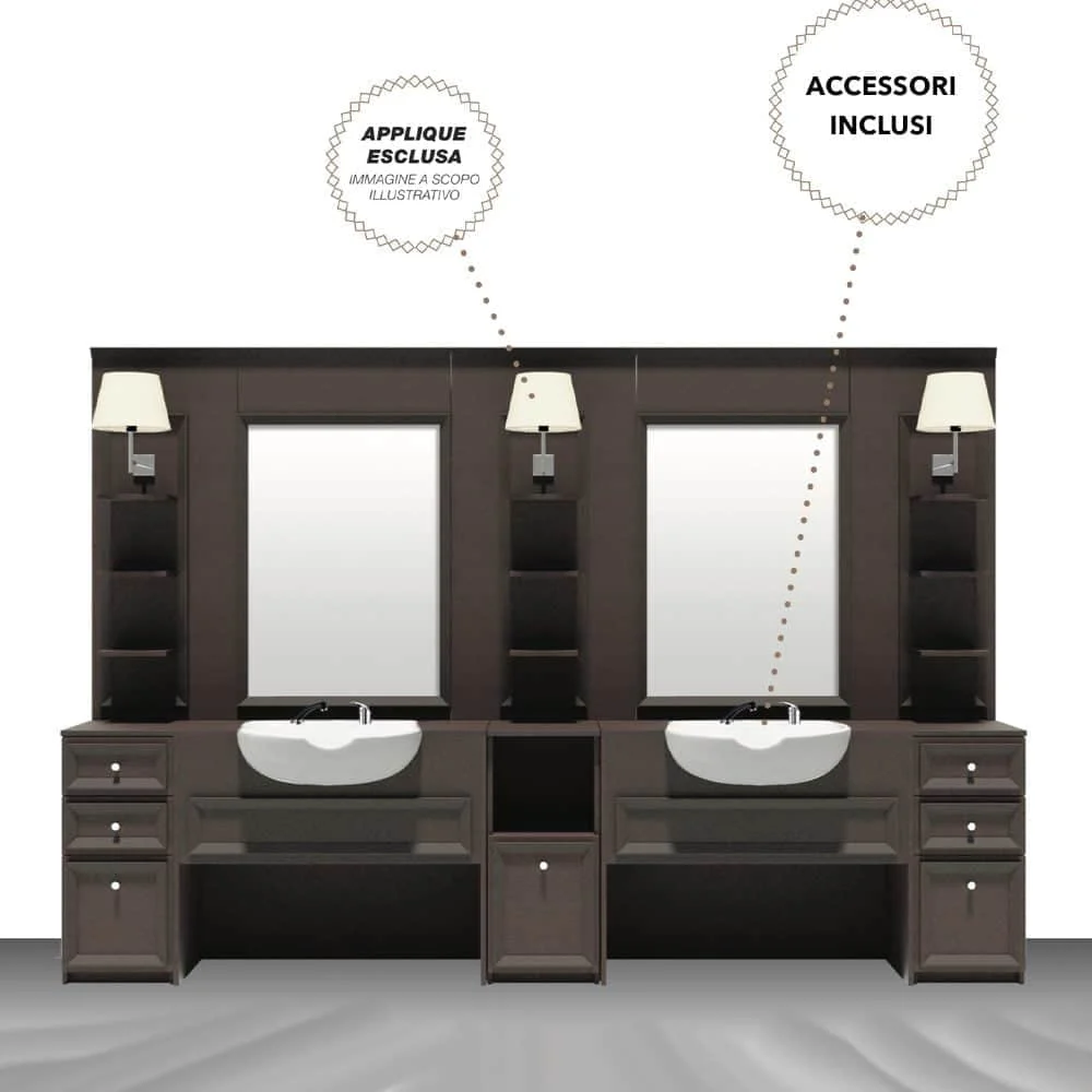 POSTAZIONE DOPPIA DA BARBIERE VINTAGE WENGE’ BARBER SHOP COMPLETA