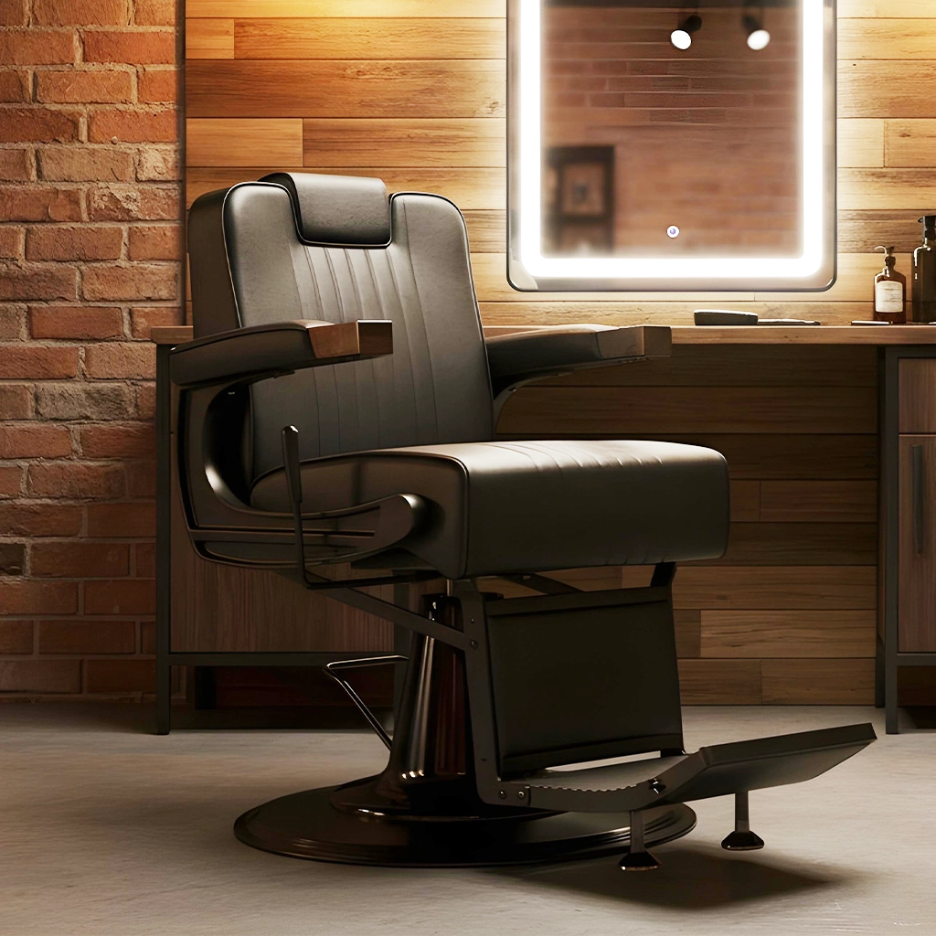 Poltrona da Barbiere per taglio capelli uomo nera reclinabile Fade 2.0 Mudi Weelko
