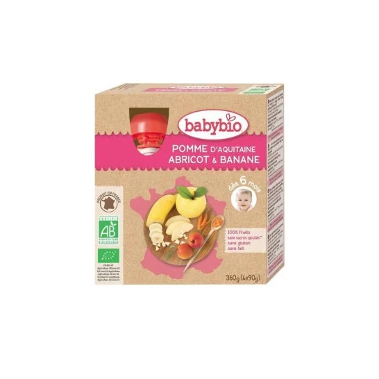 Babybio My Fruits Zucca di mela Zucca Albicocca Banana Biologico 6 mesi 4x90g