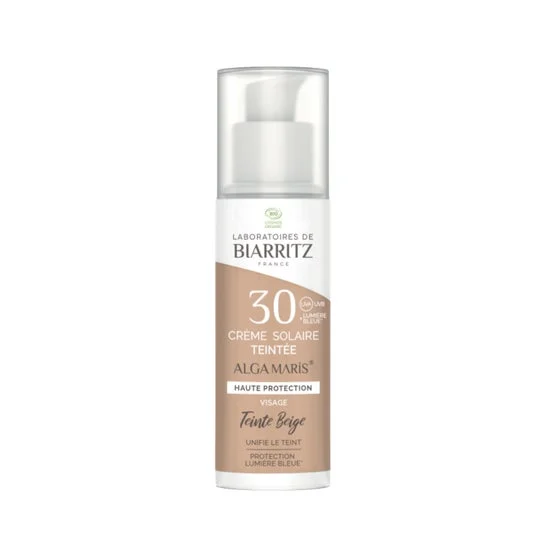 Algamaris - SPF30 crema solare chiara colorata per il viso certificata biologica