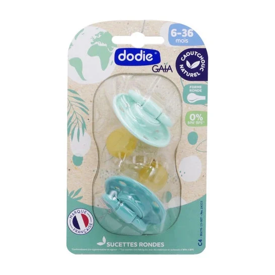 Dodie Gaia Pack Chupetes Redonda Goma 6-36m Azul 2uds