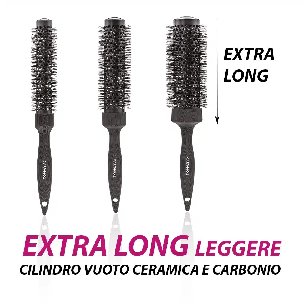 Spazzole Carbon XL EXTREME CARBON CERAMIC SALONXPRO in ceramica e carbonio Extra Lunga
