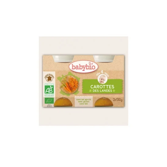 Vasi di carote biologiche Babybio da Landes ds 4 mesi 2x130g 2x130g