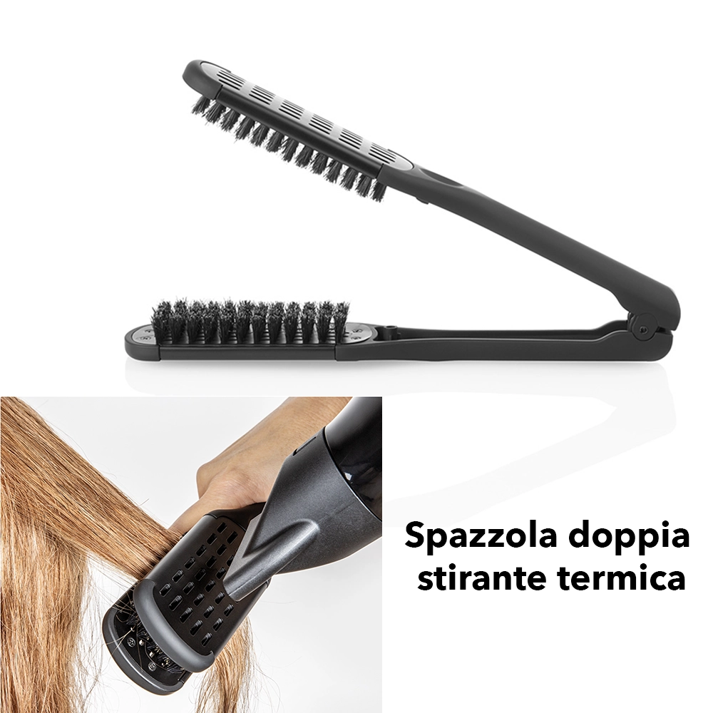 Extra Shine Brush – Spazzola Termica Stirante Doppia per Asciugatura con Phon
