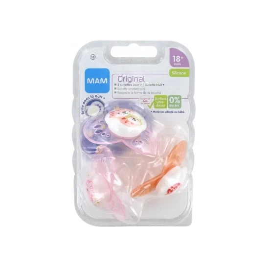 Mam Succette Originale 18+ Mesi Bambina in Silicone 3uts