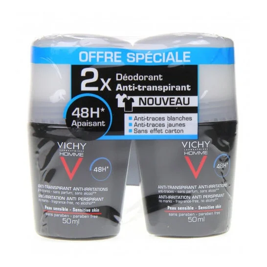 Vichy Homme Deodorante antitraspirante perlina 48H 2 X 50 Ml