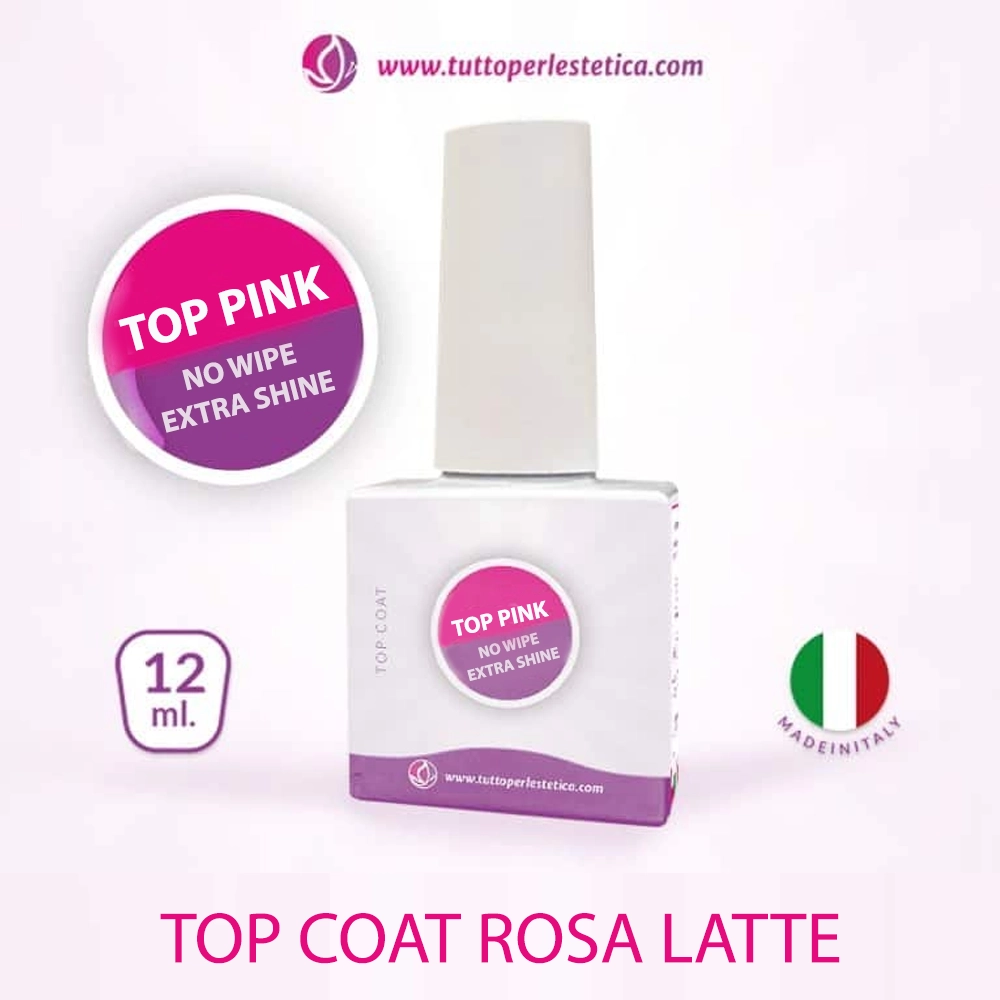 Top Coat Rosa Latte no wipe extra gloss Lucida e Ripara da 12 ML – Hema e TPO Free
