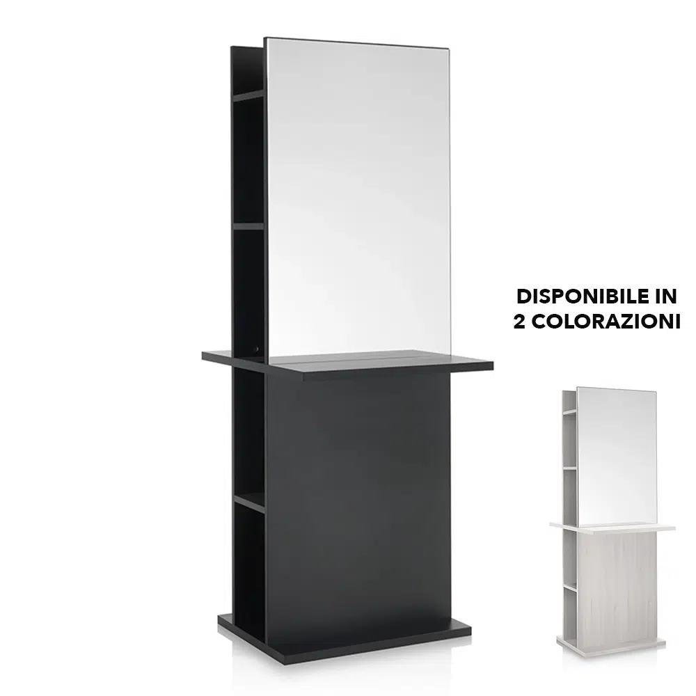 Specchiera Bifacciale con Mensole per Parrucchiere TOTEM di XaniPro