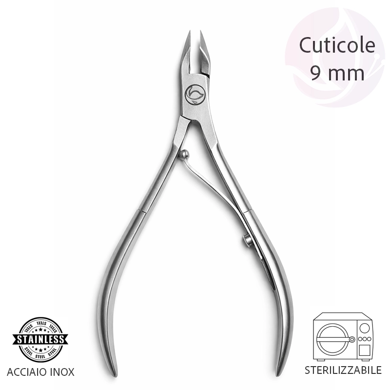 Tronchesina per cuticole pelli da 9 mm acciaio inox per manicure e pedicure una molla Tuttoperlestetica