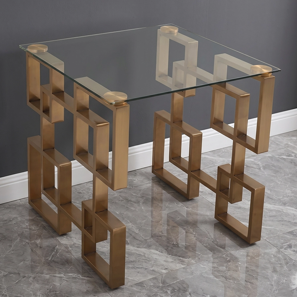 Consolle Rimaro stile Japandi con top in ceramica effetto marmo Calacatta e struttura in metallo dorato