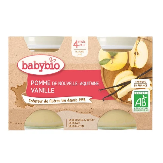 Vasi Babybio Bio Mela e Vaniglia in 4 mesi 2x130g